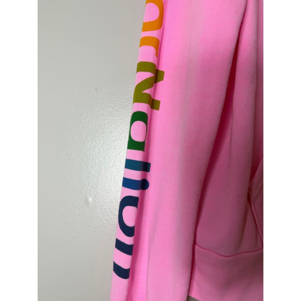 AVIATOR NATION Hoodie M Pink Pullover Venice Sweatshirt Zip Rainbow Sleeve NEW - Picture 7 of 12